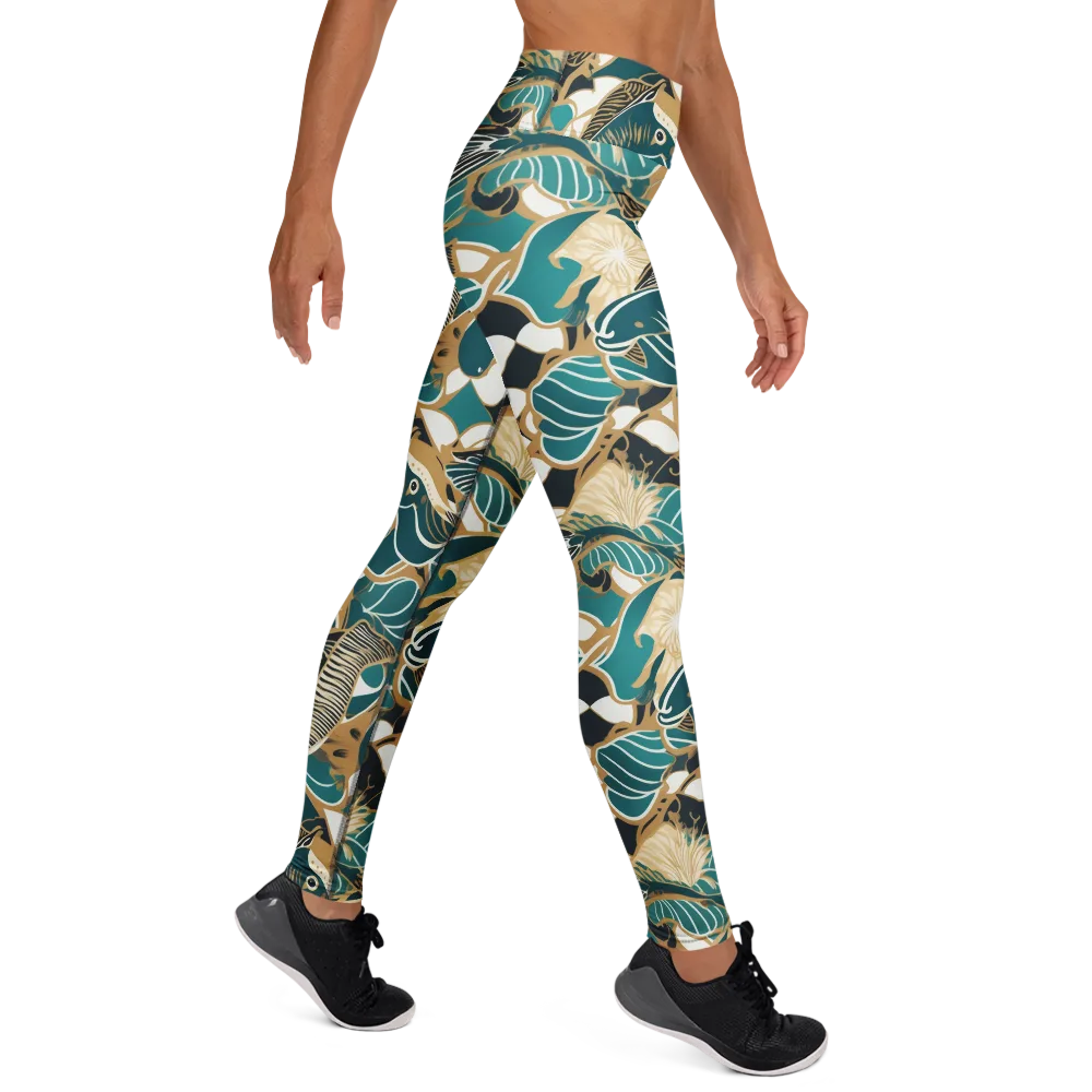Aquatic Rhapsody on Yoga Leggings — Right