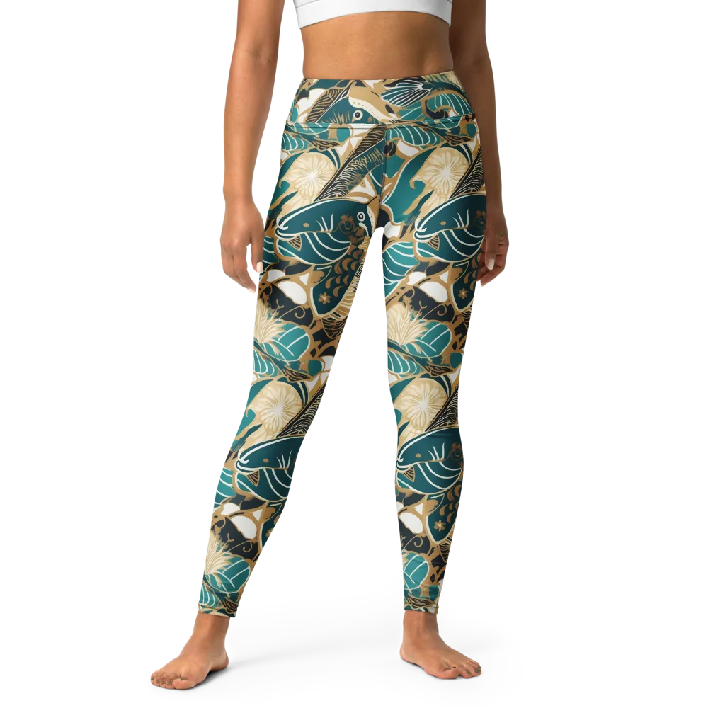 Aquatic Rhapsody on Yoga Leggings — Front