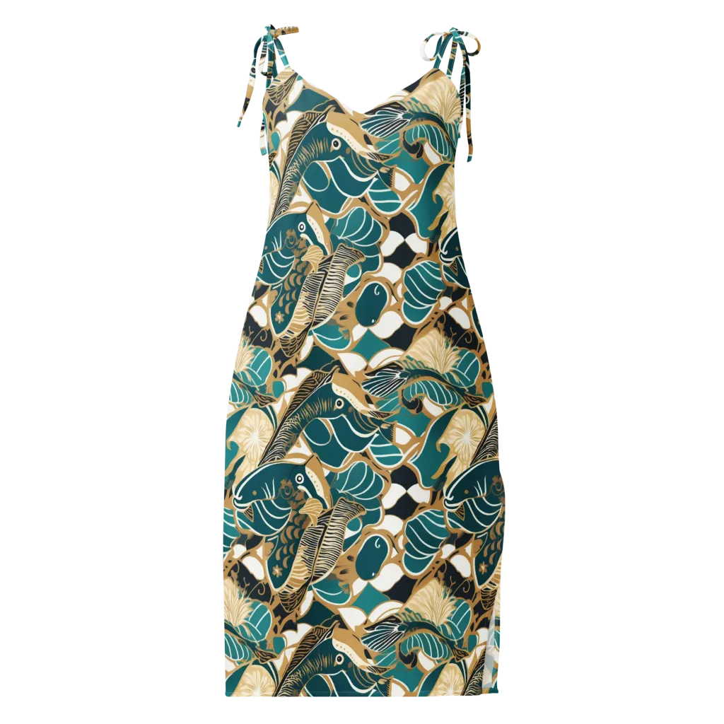 Aquatic Rhapsody on Slip Dress — Front