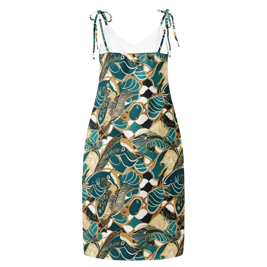 Aquatic Rhapsody on Slip Dress — Back