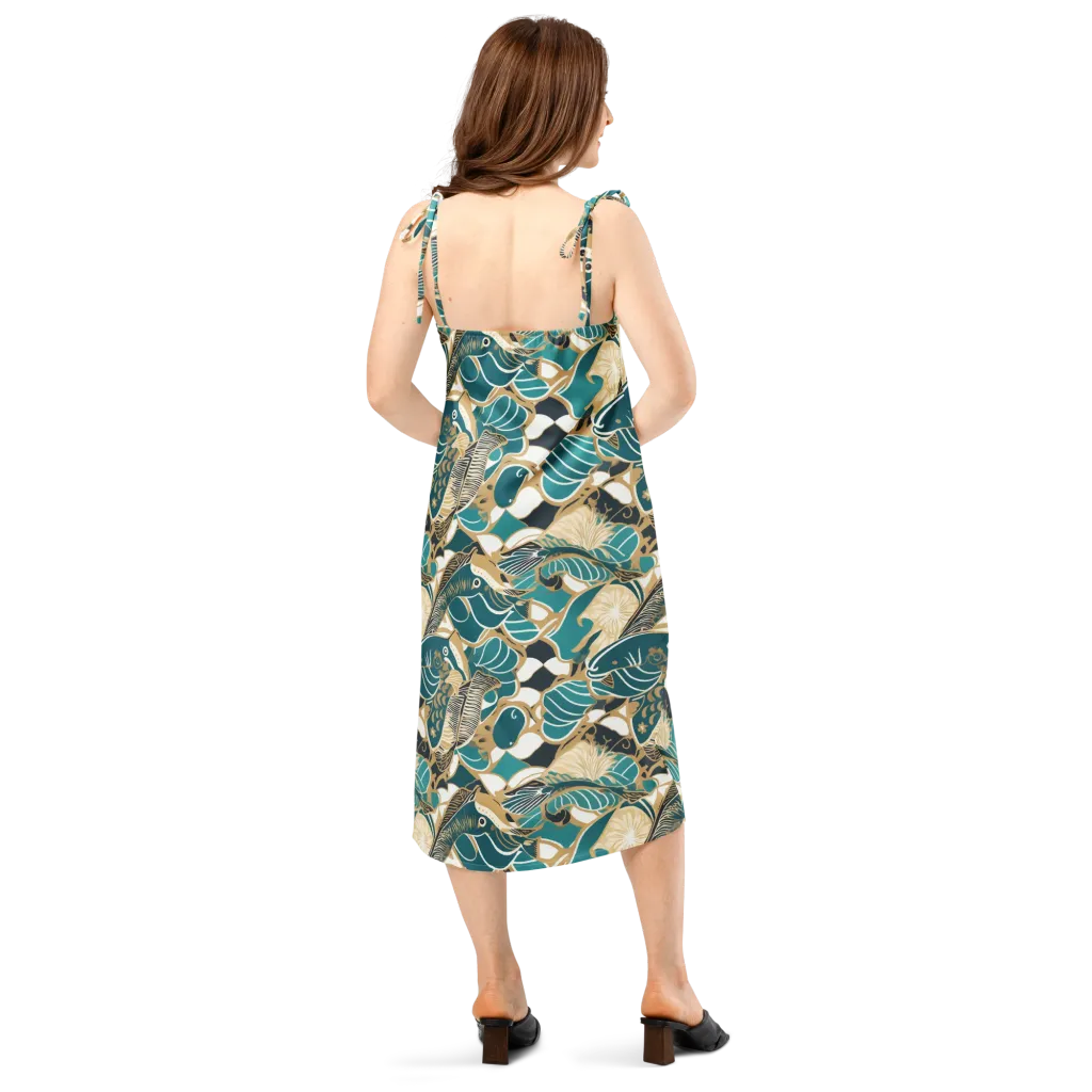 Aquatic Rhapsody on Slip Dress — Back