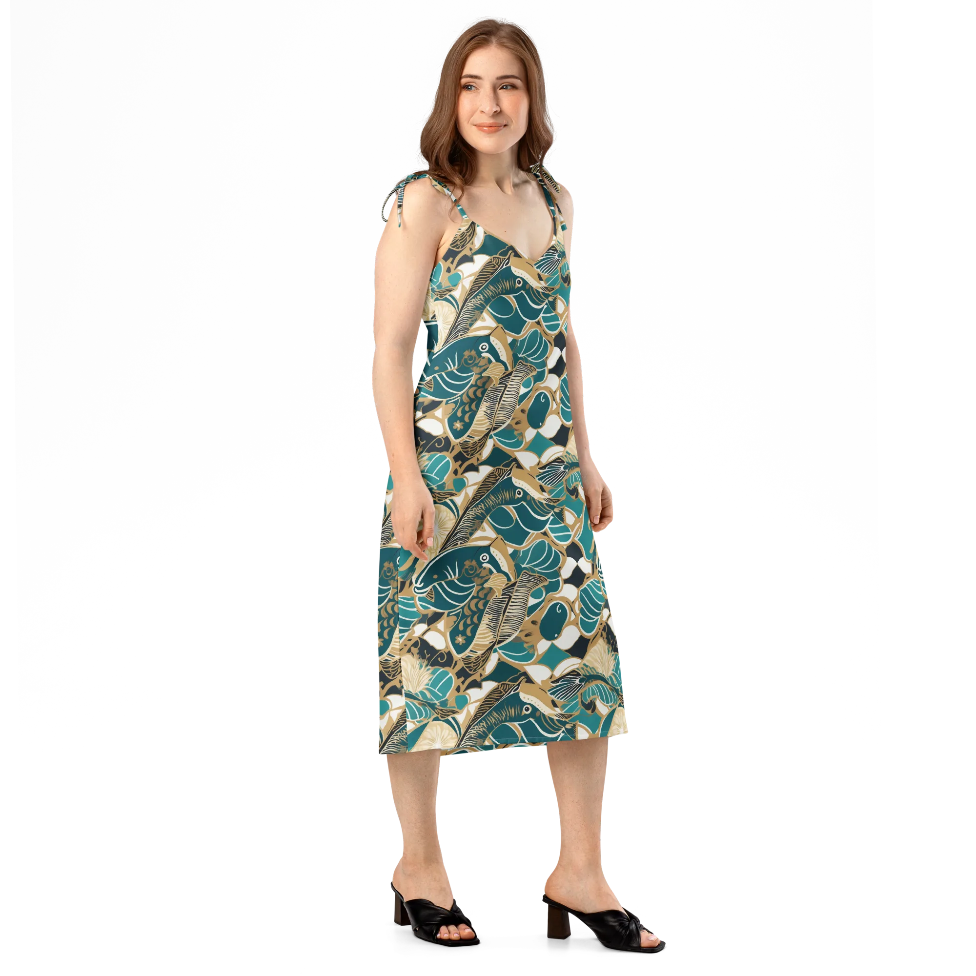Aquatic Rhapsody on Slip Dress — Right Front