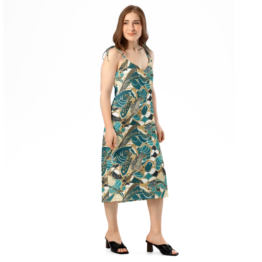 Aquatic Rhapsody on Slip Dress — Right Front