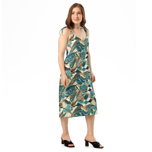Aquatic Rhapsody on a Slip Dress
