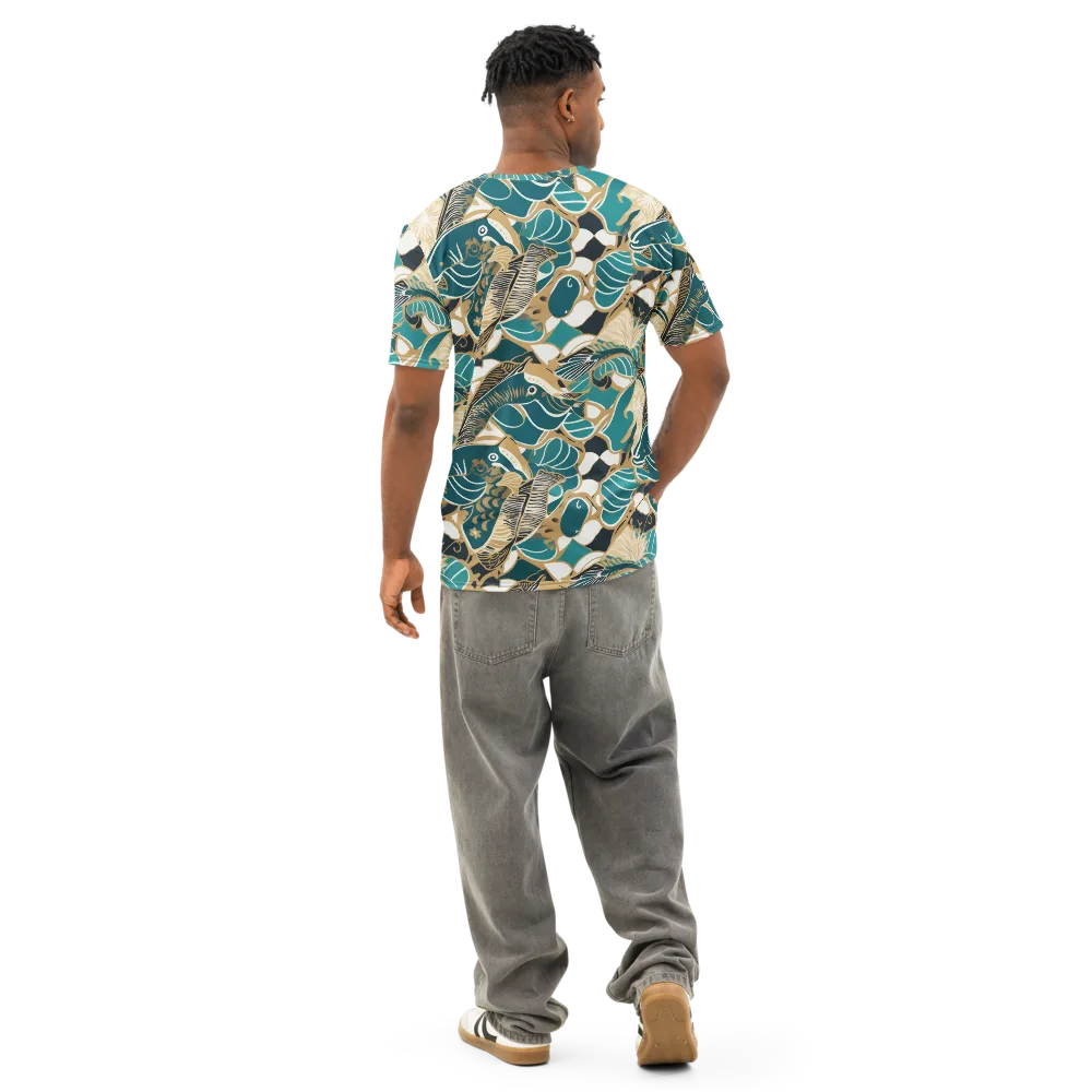 Aquatic Rhapsody on Men's Cotton Crew Neck T-Shirt — Back