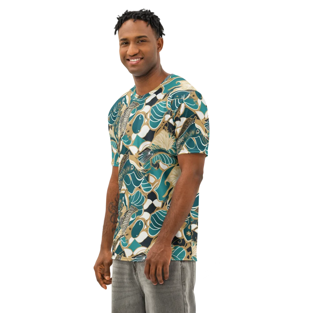 Aquatic Rhapsody on Men's Cotton Crew Neck T-Shirt — Left Front