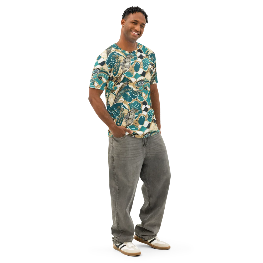 Aquatic Rhapsody on Men's Cotton Crew Neck T-Shirt — Right Front