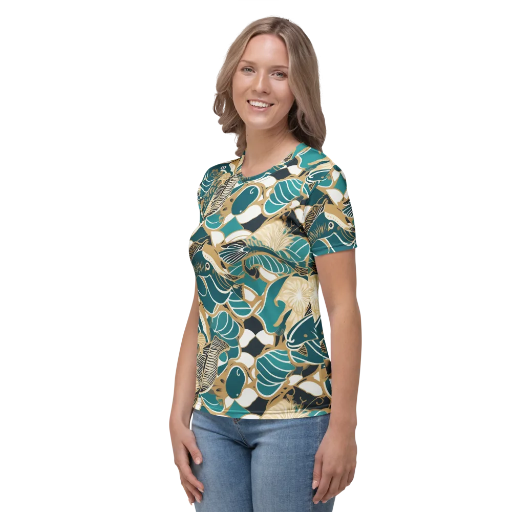 Aquatic Rhapsody on Women's Crew Neck T-Shirt — Left