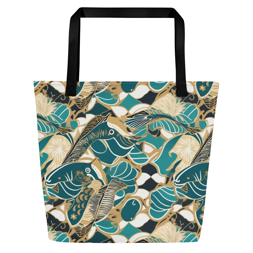 Aquatic Rhapsody on Large Tote Bag W/ Pocket — Front