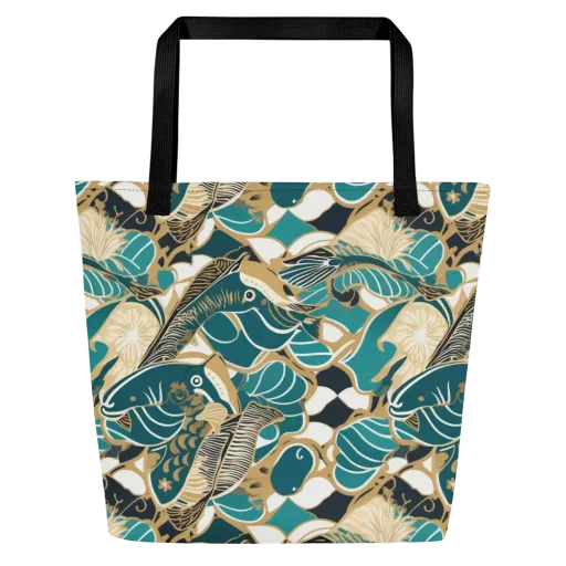 Aquatic Rhapsody on a Large Tote Bag W/ Pocket