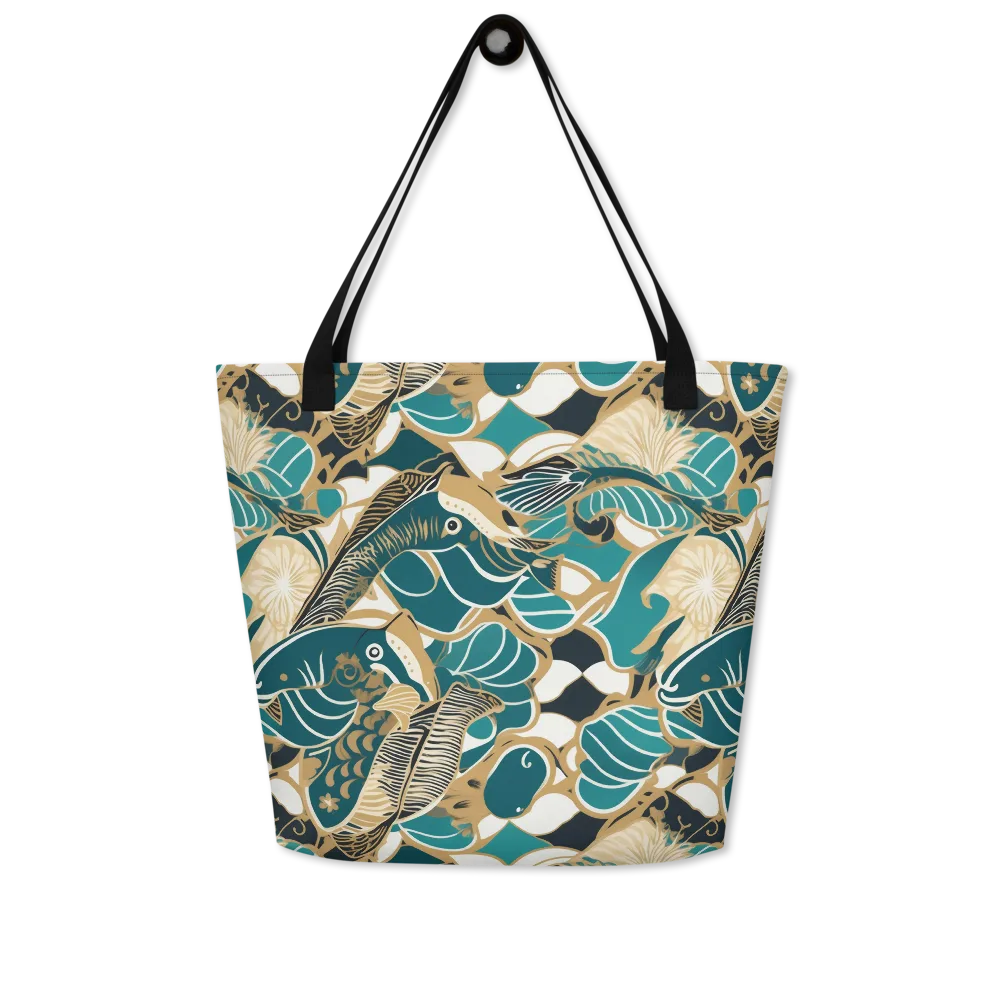 Aquatic Rhapsody on Large Tote Bag W/ Pocket — Front