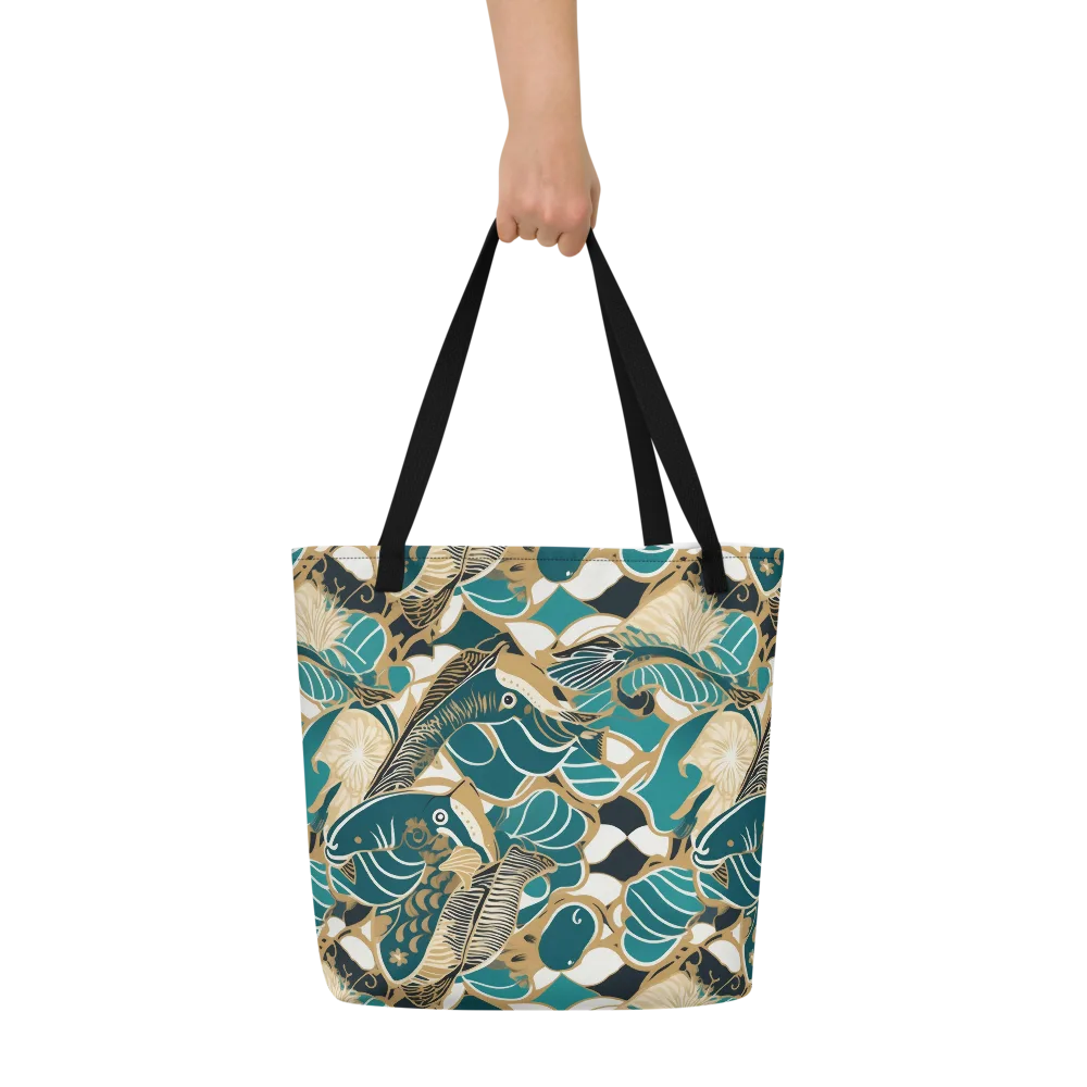Aquatic Rhapsody on Large Tote Bag W/ Pocket — Front