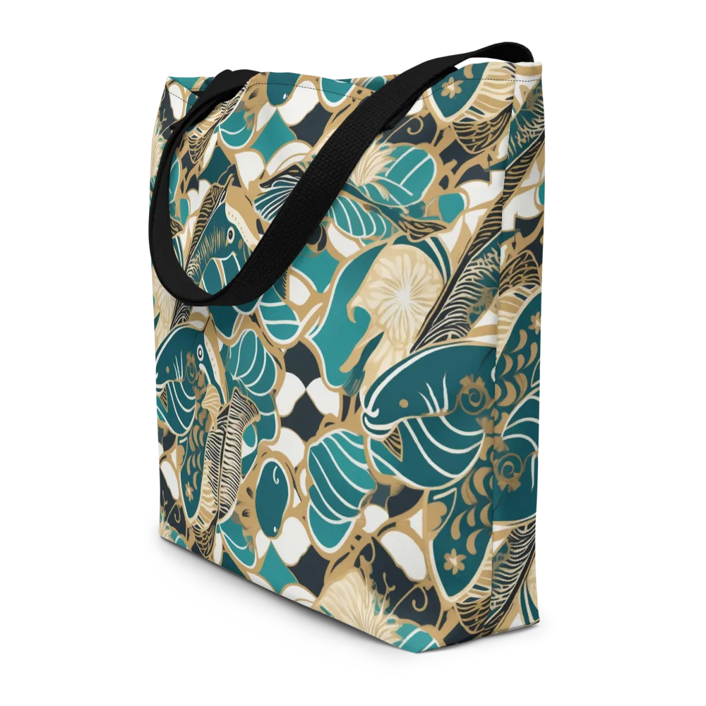 Aquatic Rhapsody on Large Tote Bag W/ Pocket — Front