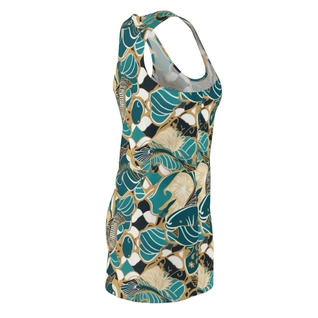 Aquatic Rhapsody on Racerback Dress — Back Side