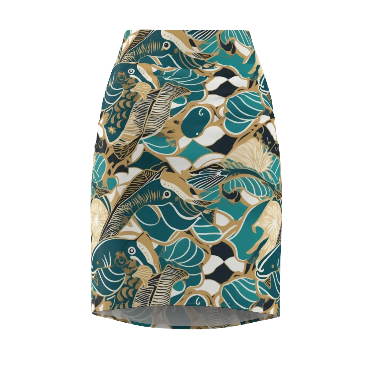 Aquatic Rhapsody on Pencil Skirt — Front