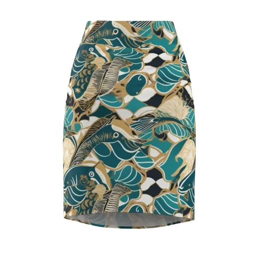 Aquatic Rhapsody on a Pencil Skirt