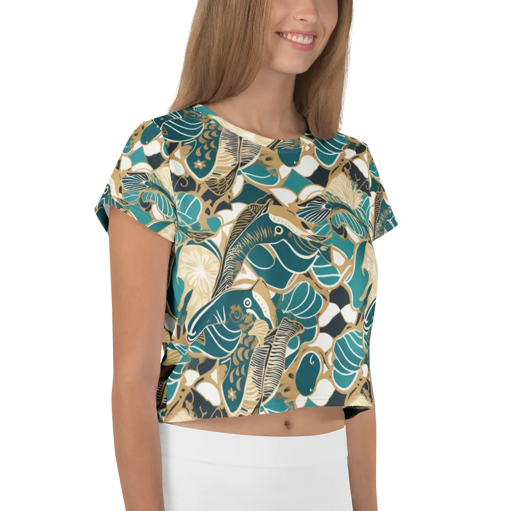 Aquatic Rhapsody on Crop Tee — Right