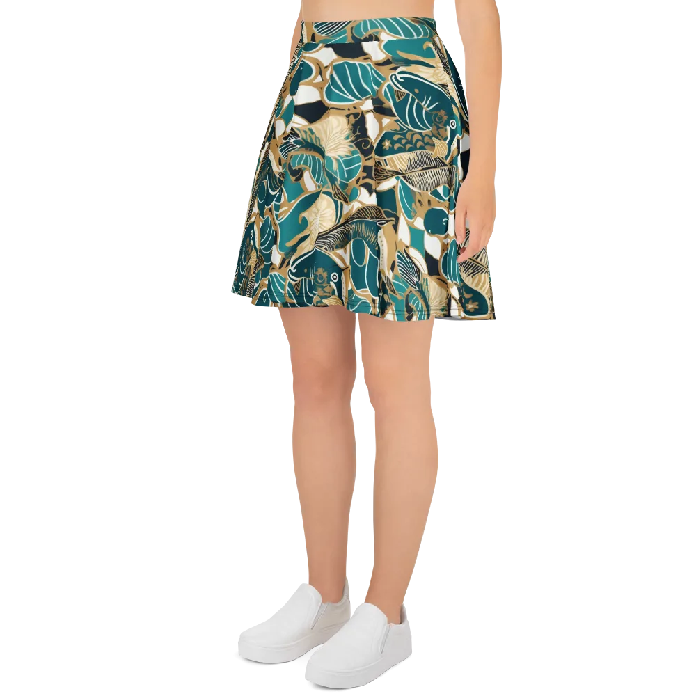 Aquatic Rhapsody on Skater Skirt — Left