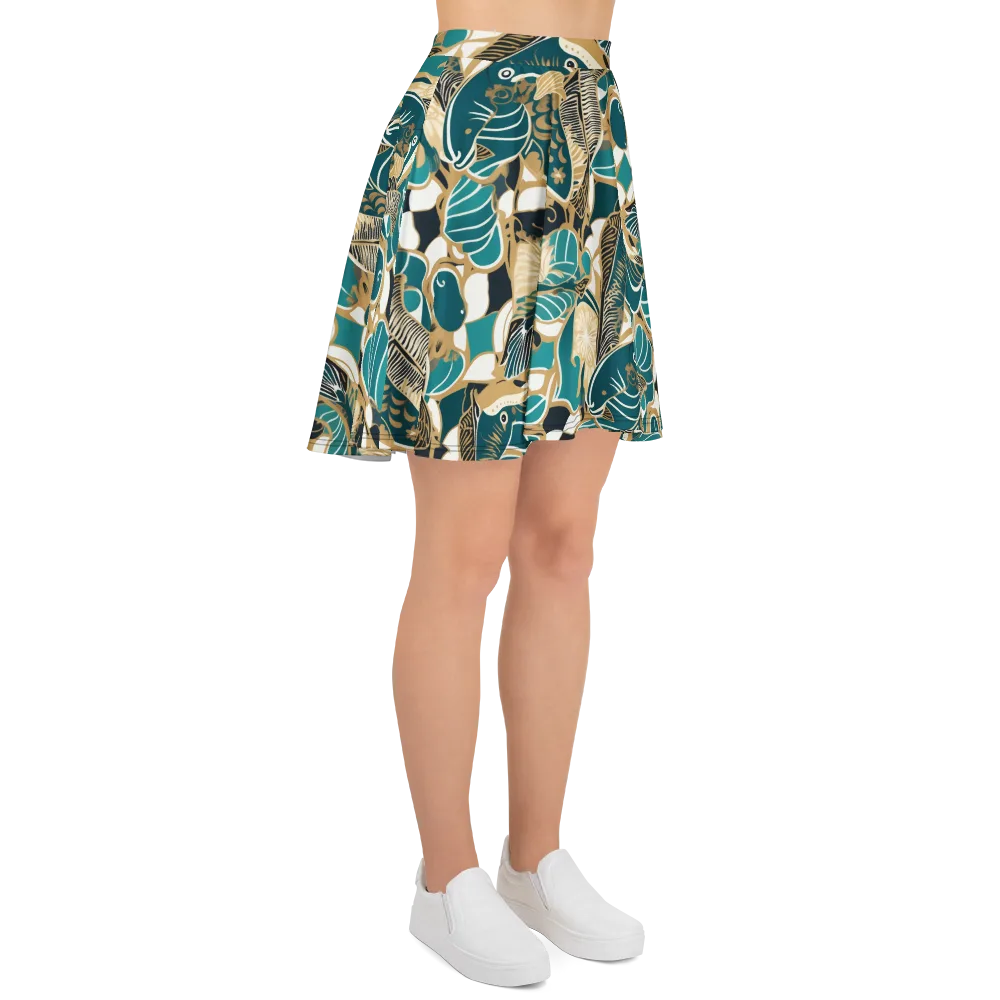 Aquatic Rhapsody on Skater Skirt — Right