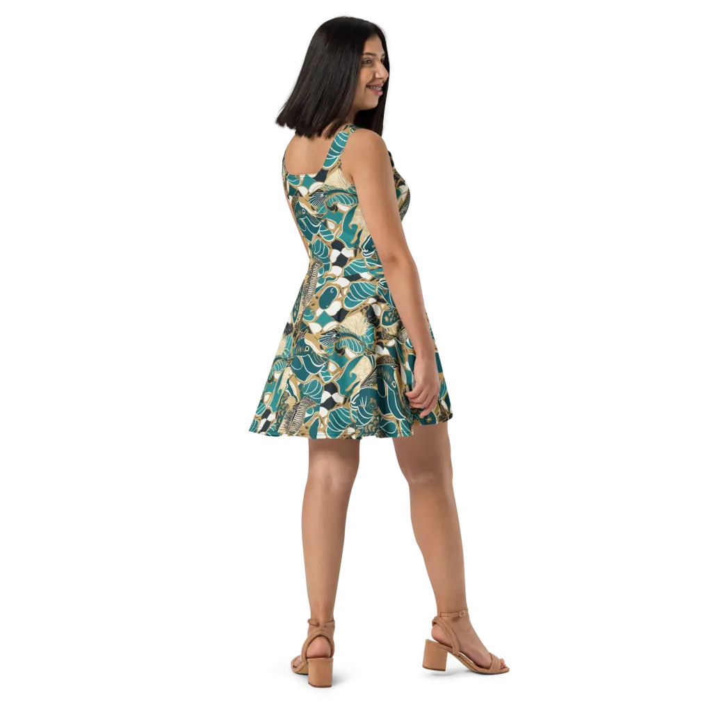 Aquatic Rhapsody on Skater Dress — Right