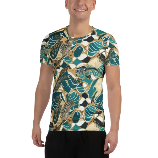 Aquatic Rhapsody on a Men's Athletic T-Shirt
