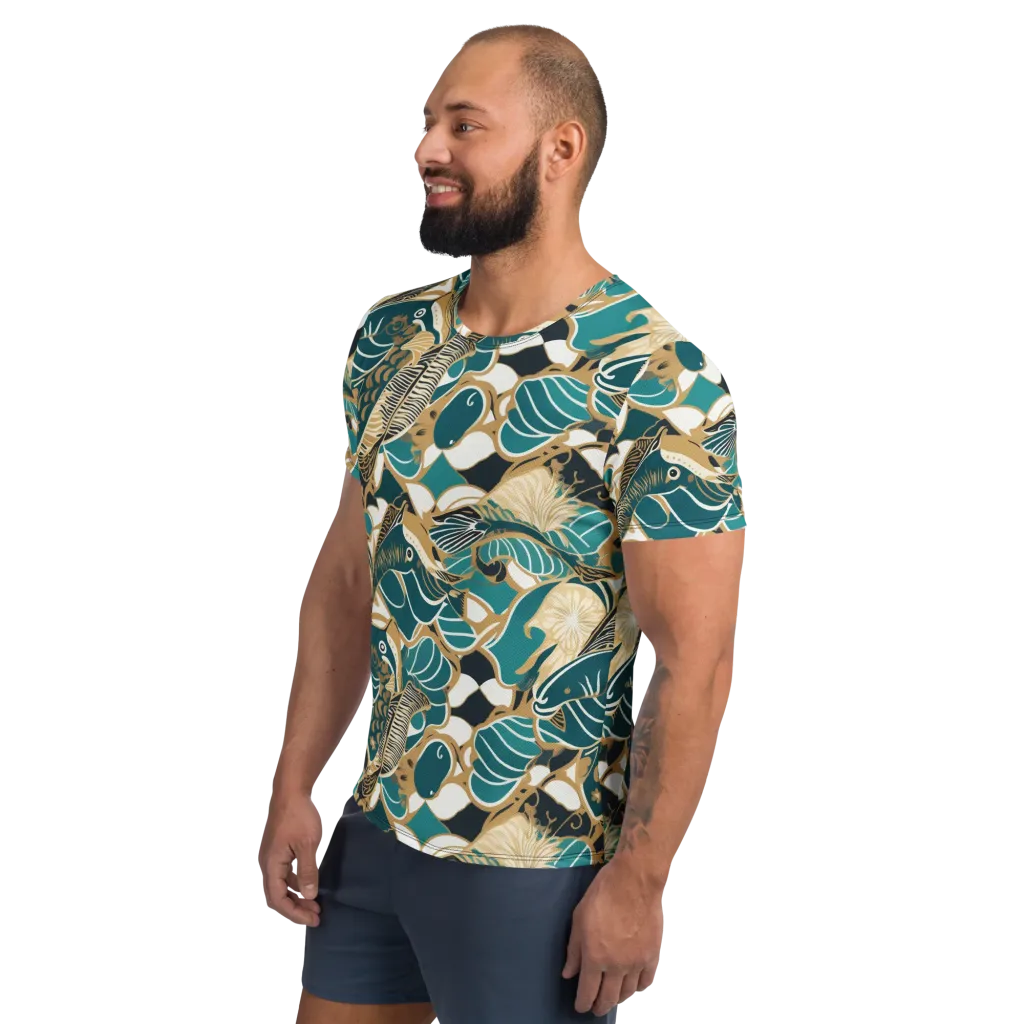 Aquatic Rhapsody on Men's Athletic T-Shirt — Left