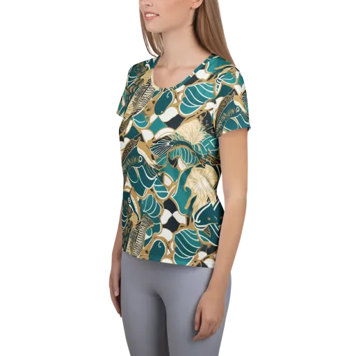 Aquatic Rhapsody on a Women's Athletic T-Shirt