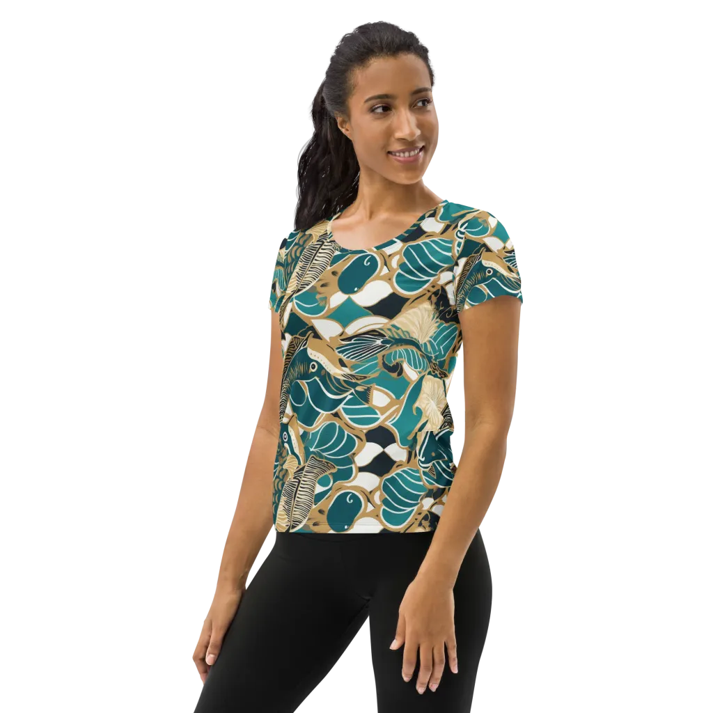 Aquatic Rhapsody on Women's Athletic T-Shirt — Left