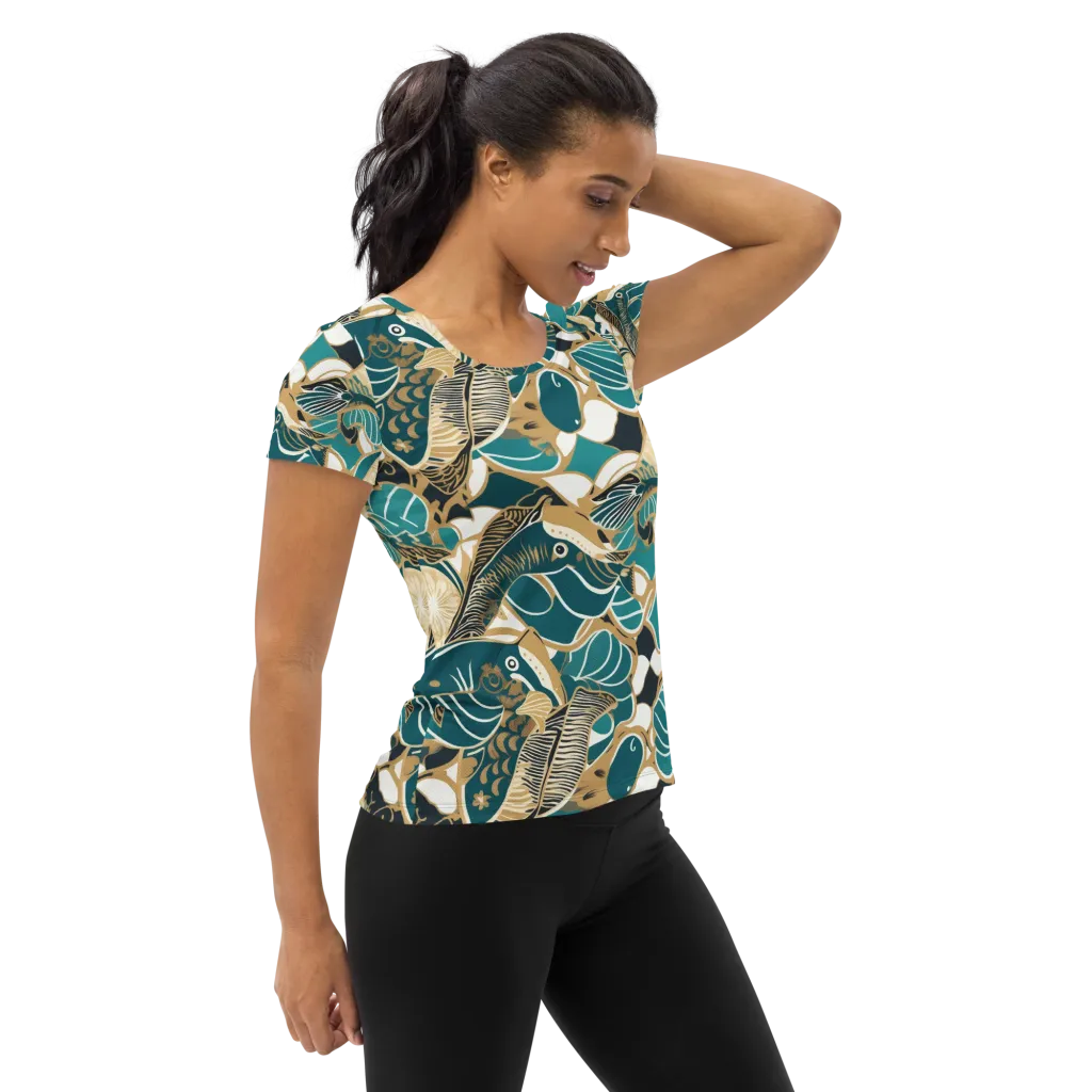 Aquatic Rhapsody on Women's Athletic T-Shirt — Right
