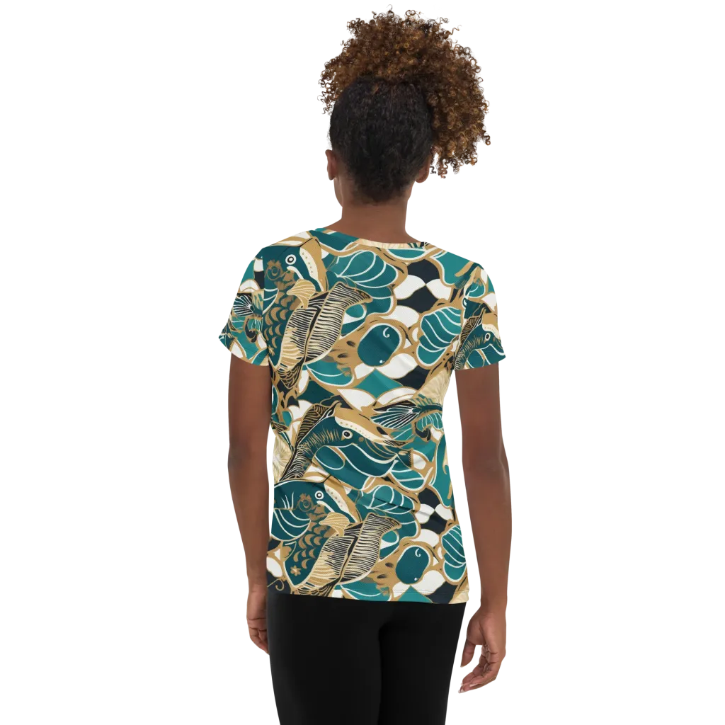 Aquatic Rhapsody on Women's Athletic T-Shirt — Back