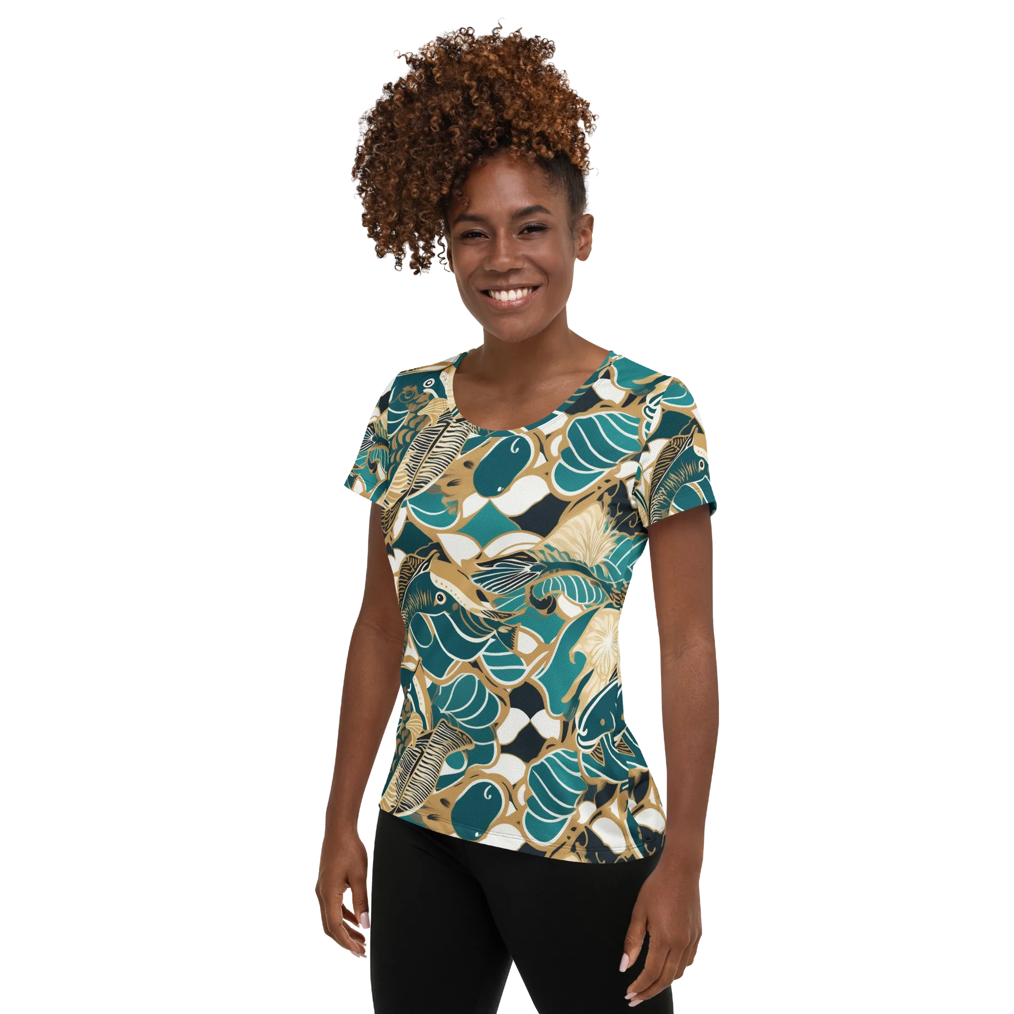 Aquatic Rhapsody on Women's Athletic T-Shirt — Left