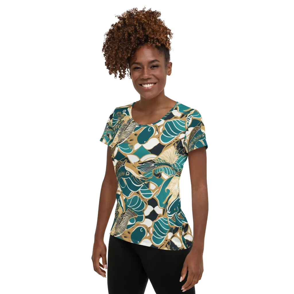 Aquatic Rhapsody on Women's Athletic T-Shirt — Left