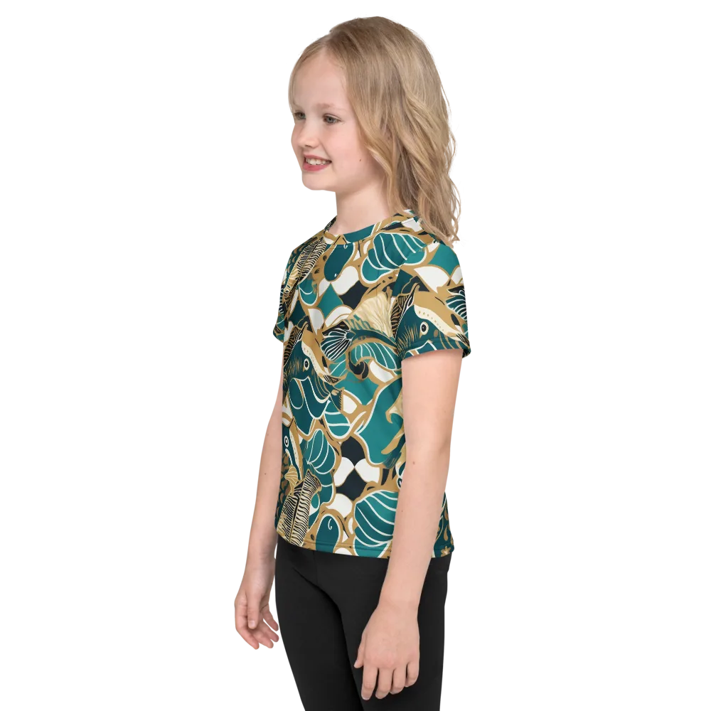 Aquatic Rhapsody on Kids Crew Neck T-Shirt — Left