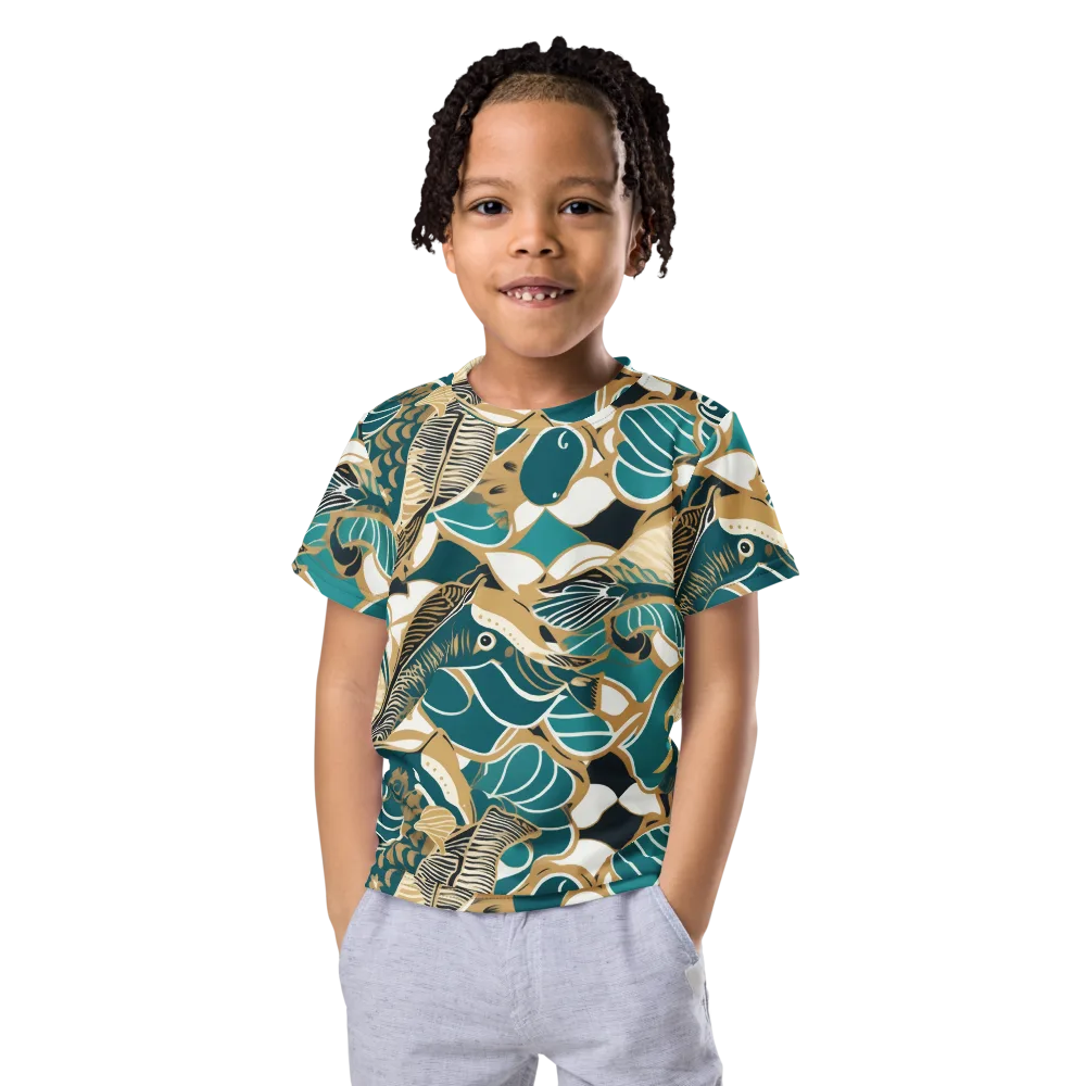Aquatic Rhapsody on Kids Crew Neck T-Shirt — Front