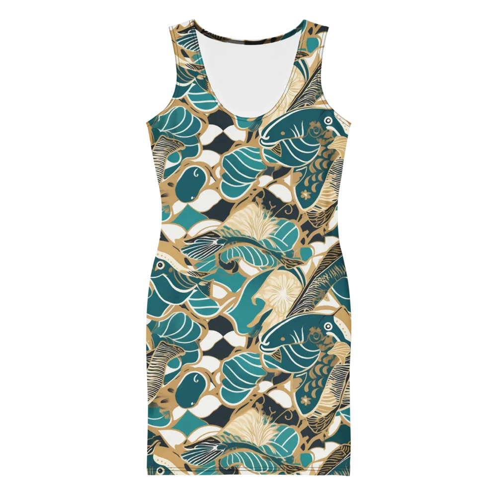 Aquatic Rhapsody on Bodycon Dress — Front