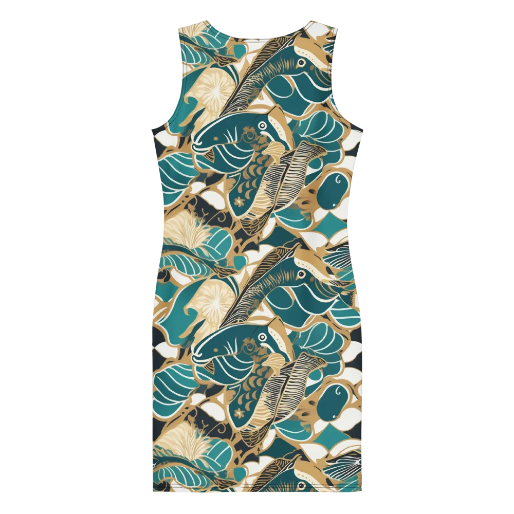 Aquatic Rhapsody on Bodycon Dress — Back