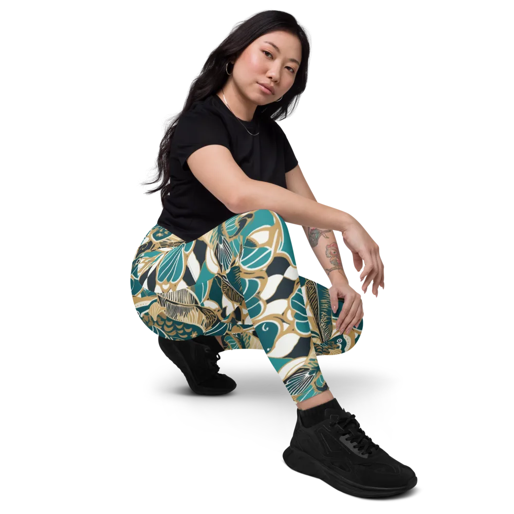 Aquatic Rhapsody on Leggings with Pockets — Right Front