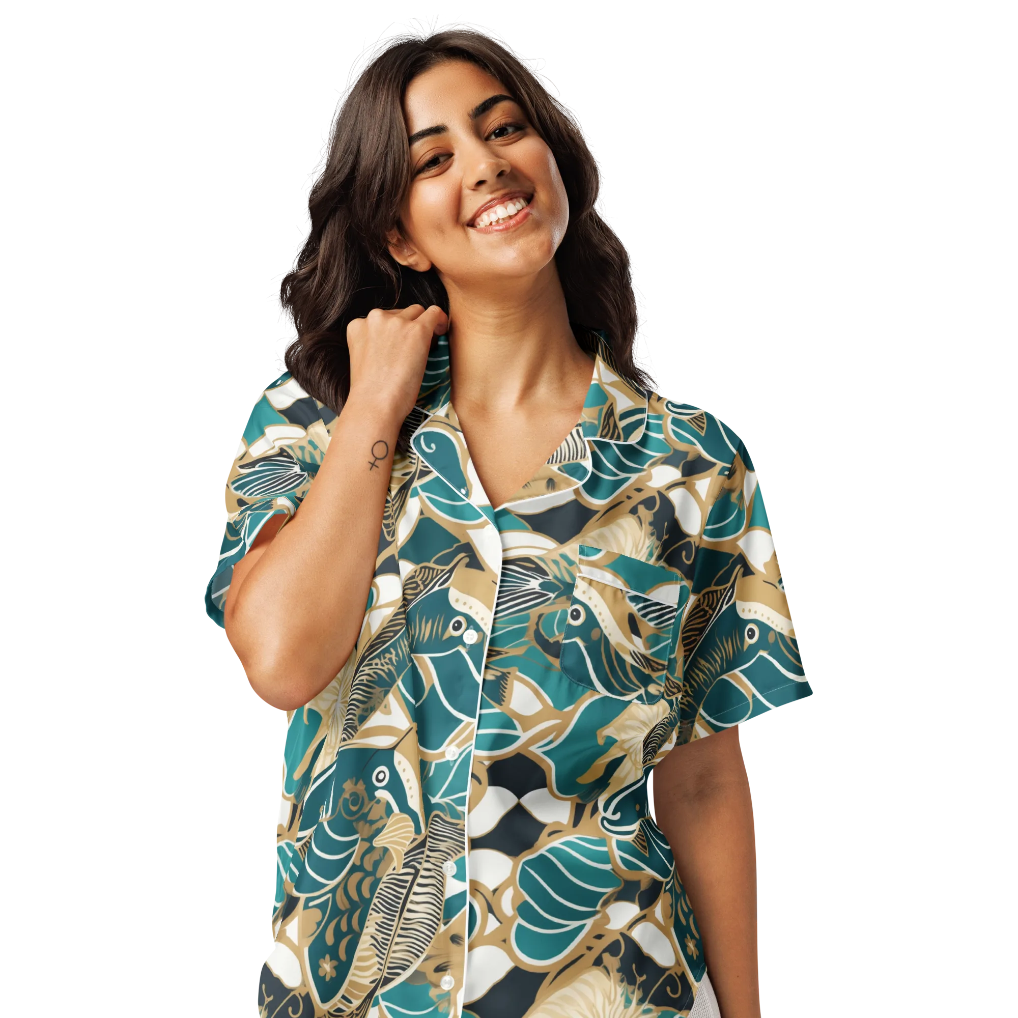 Aquatic Rhapsody on Women's Short Sleeve Pajama Top — Front