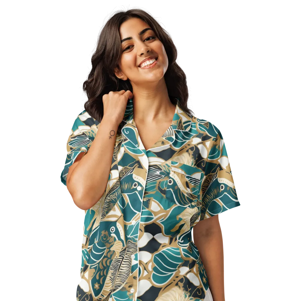 Aquatic Rhapsody on Women's Short Sleeve Pajama Top — Front