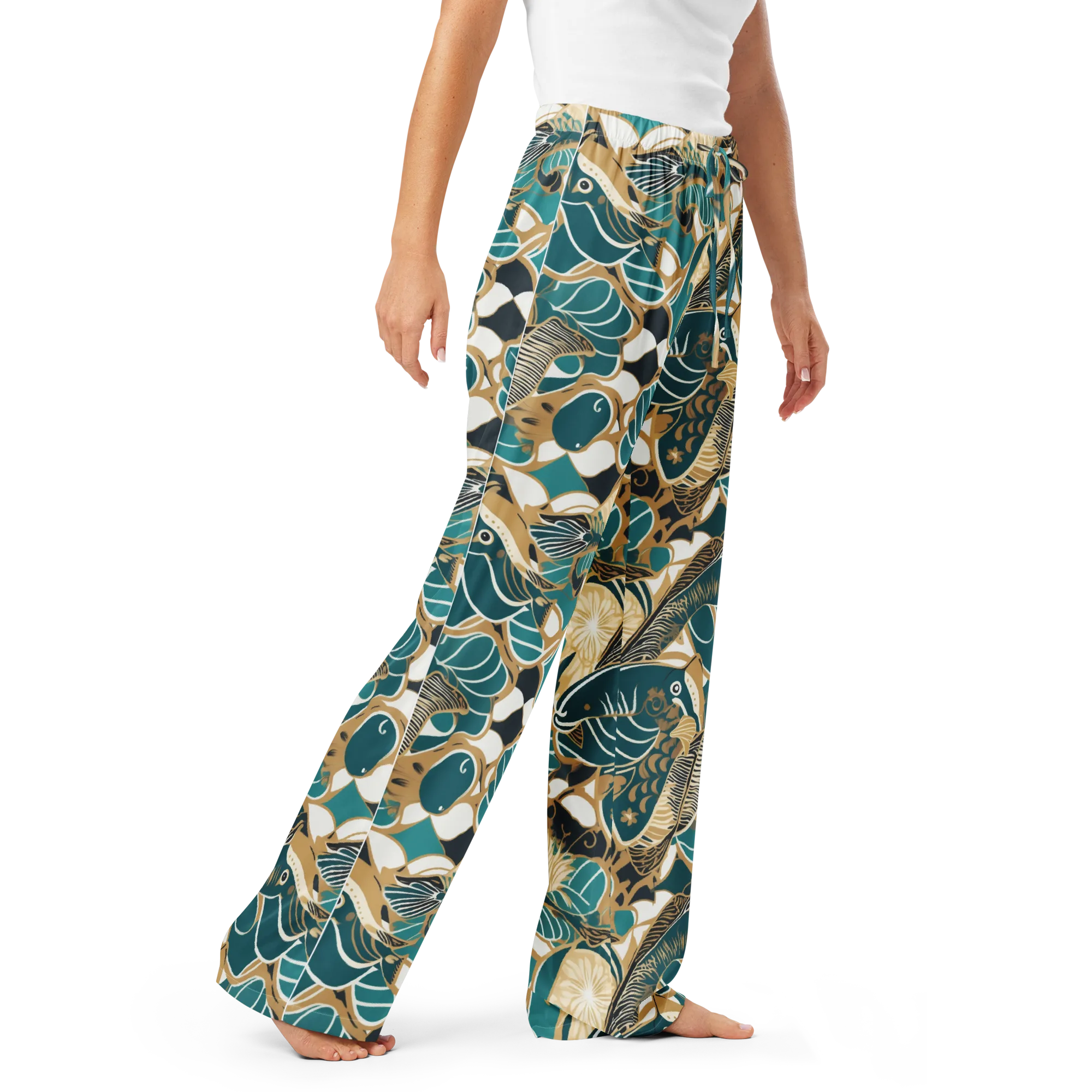 Aquatic Rhapsody on Women's Pajama Pants — Right Front