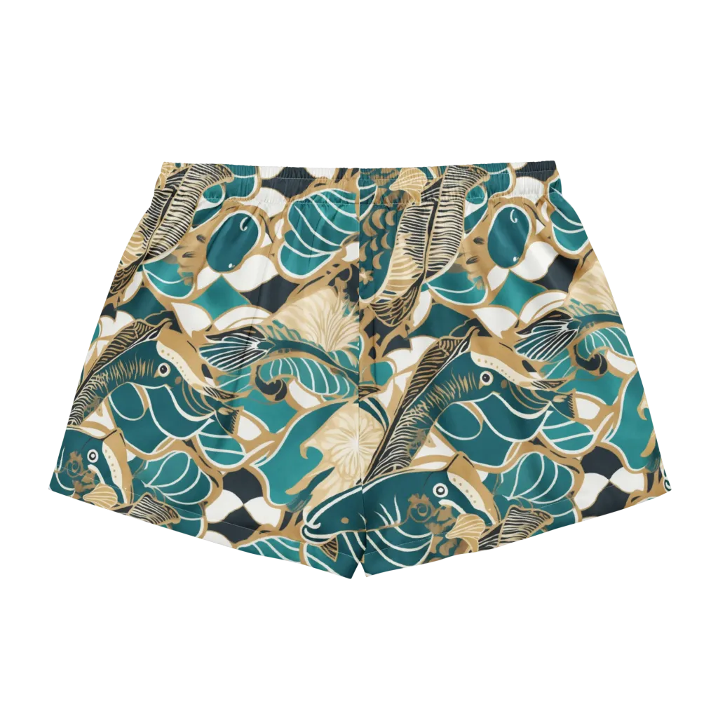 Aquatic Rhapsody on Women's Pajama Shorts — Back