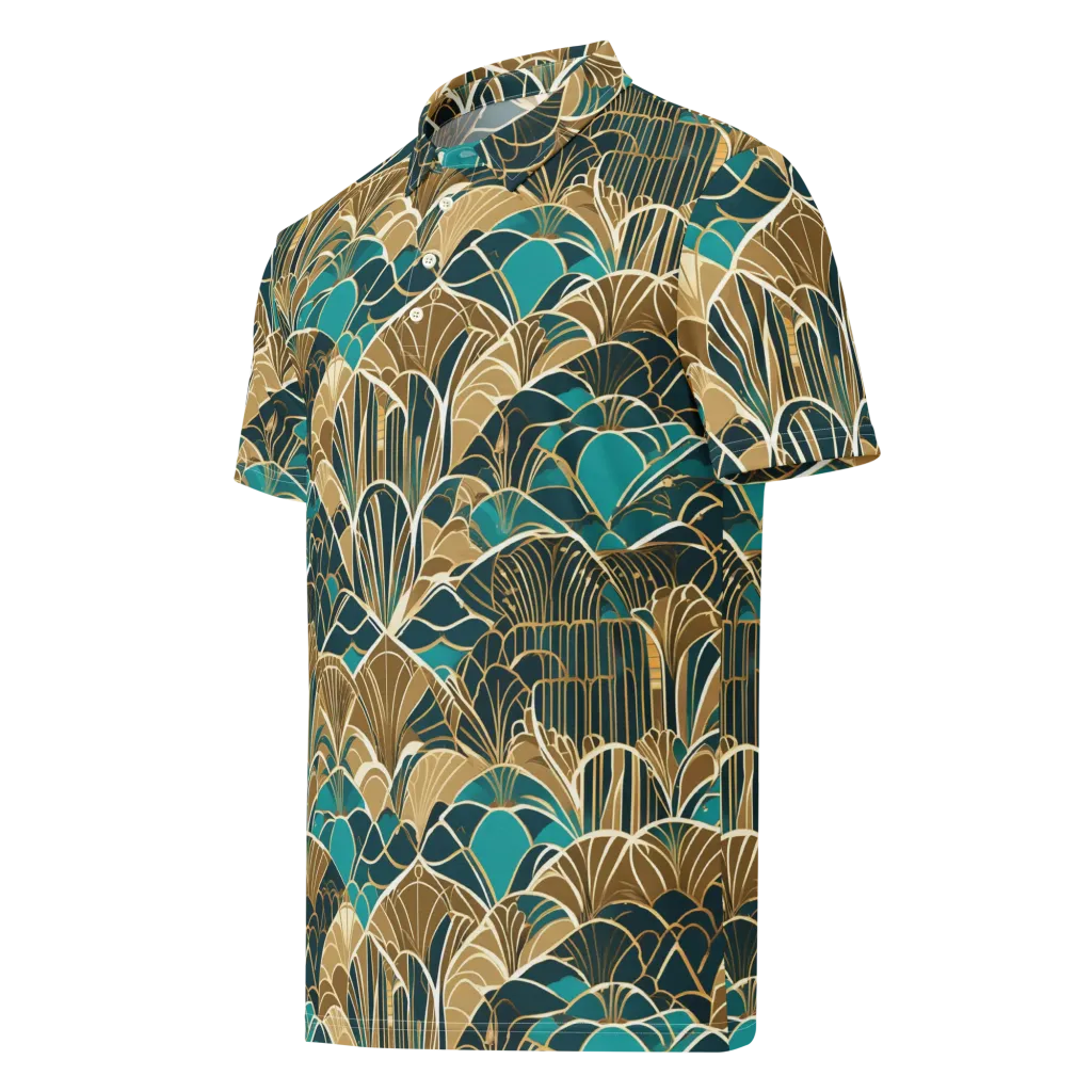 Gilded Fan Garden on Men's Slim Fit Polo Shirt — Left Front