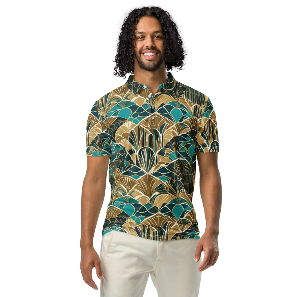 Gilded Fan Garden on Men's Slim Fit Polo Shirt — Front