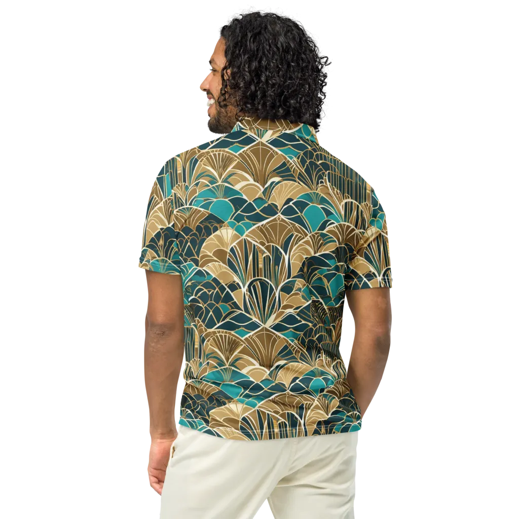 Gilded Fan Garden on Men's Slim Fit Polo Shirt — Back