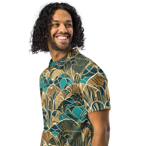 Gilded Fan Garden on a Men's Slim Fit Polo Shirt