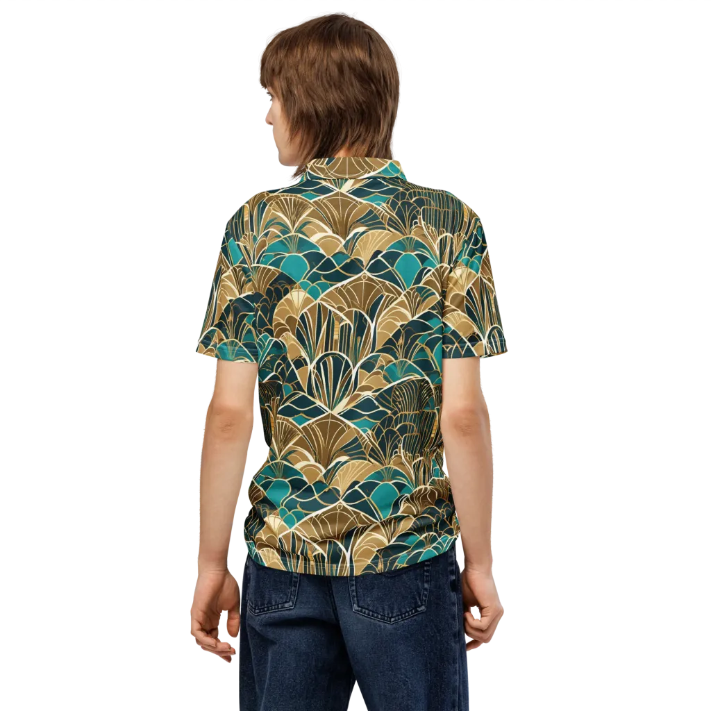 Gilded Fan Garden on Men's Slim Fit Polo Shirt — Back
