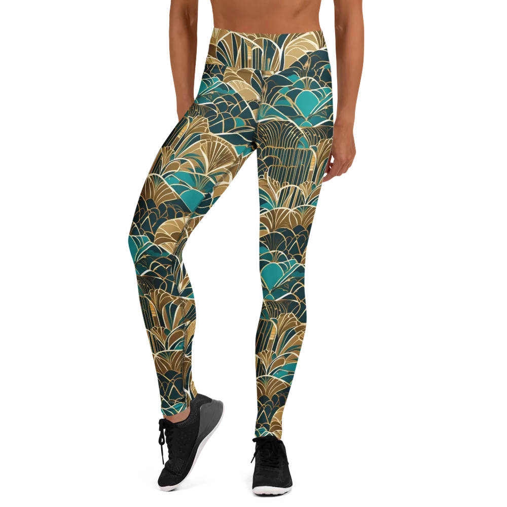 Gilded Fan Garden on Yoga Leggings — Front