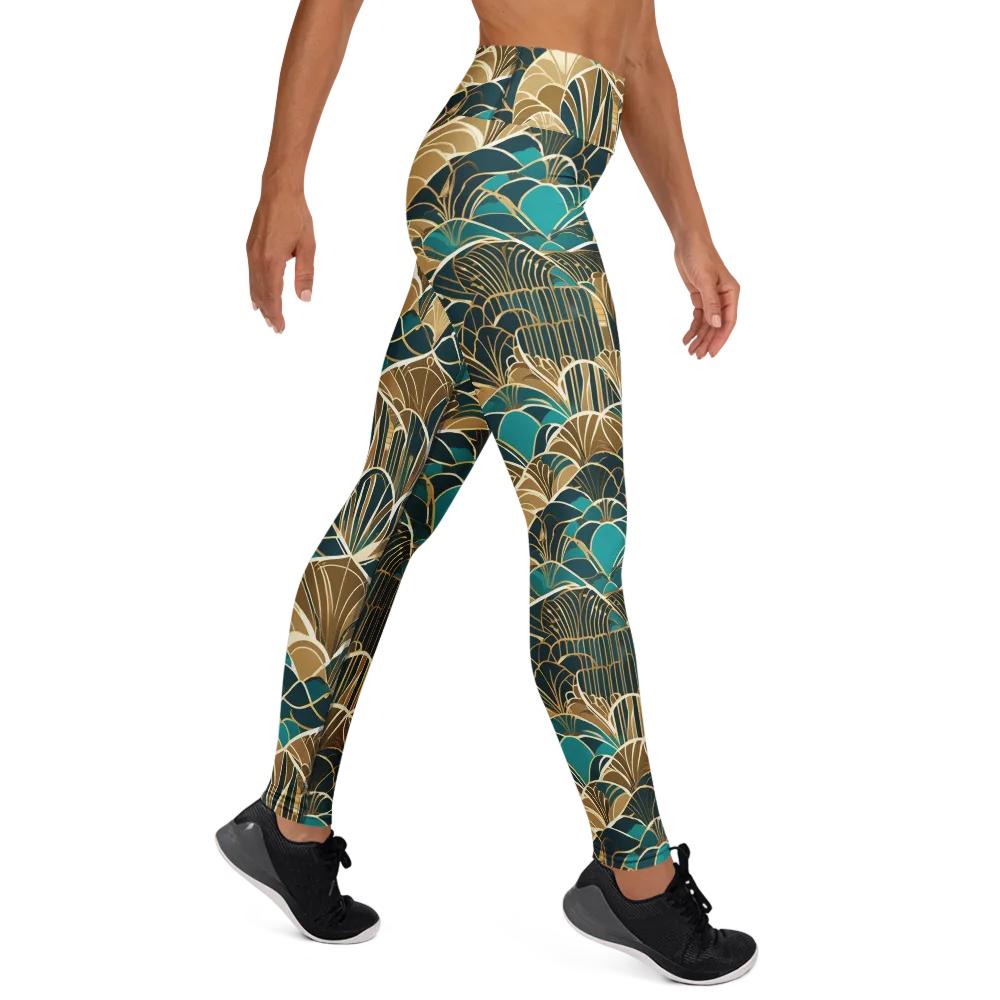Gilded Fan Garden on Yoga Leggings — Right