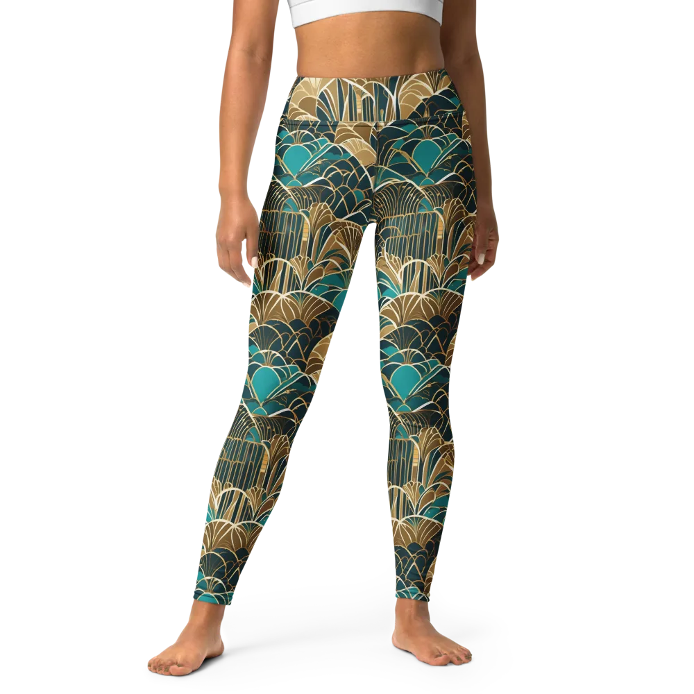 Gilded Fan Garden on Yoga Leggings — Front