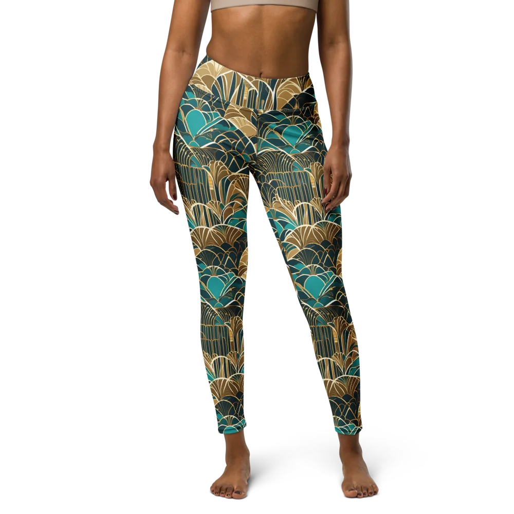 Gilded Fan Garden on Yoga Leggings — Front